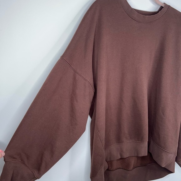 Beyond Yoga Oversized Sweatshirt Brown Espresso Luxe Fleece Soft Neutral XL - Picture 5 of 11